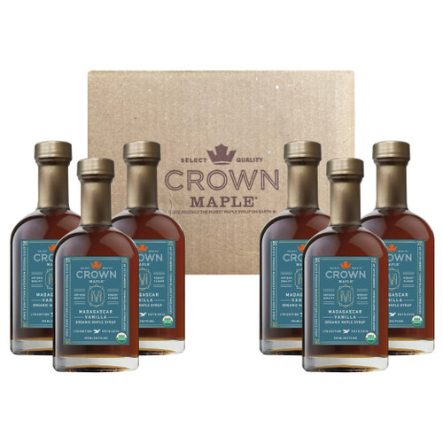 Case of 6 Madagascar Vanilla Infused organic maple syrup 375ML bottles