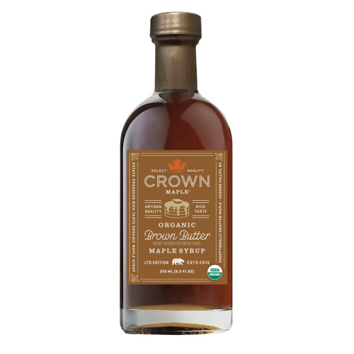 Brown Butter 250 front bottle organic maple syrup Brown Butter 250 front bottle organic maple syrup