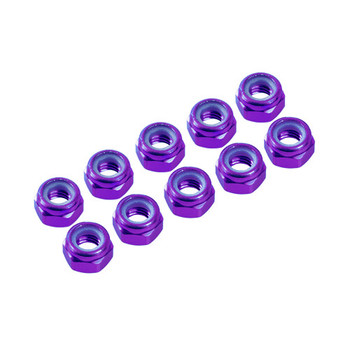 3 MM. ALU. NYLON NUT PURPLE (10PCS)