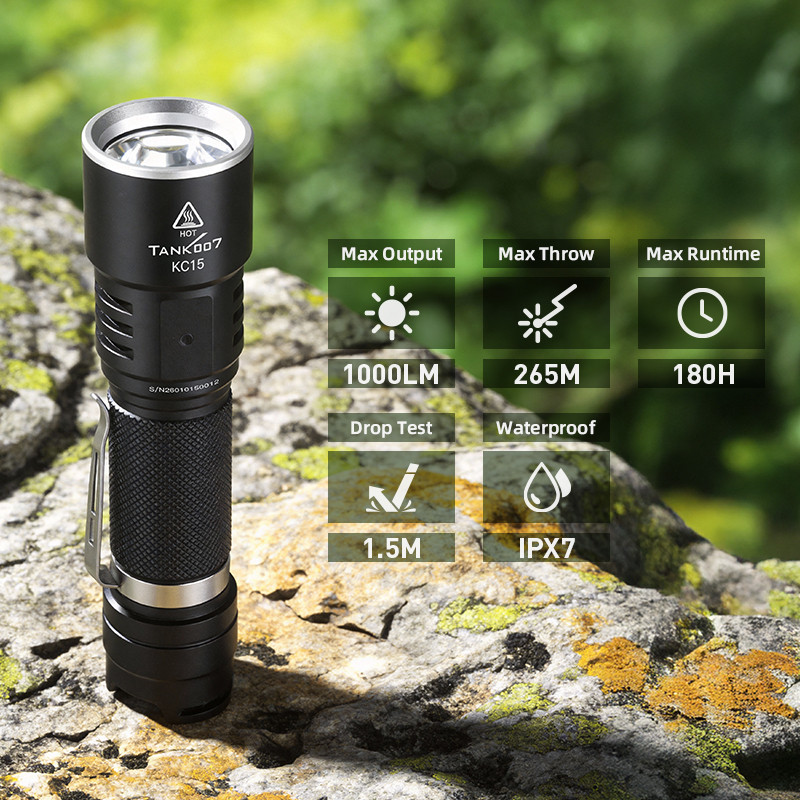 bh1559 rechargeable flashlight Blukar Flashlight, Super Bright Adjustable Focus Flashlights Impressive Illumination UltraFire C15 Rechargeable Tactical Flashlight