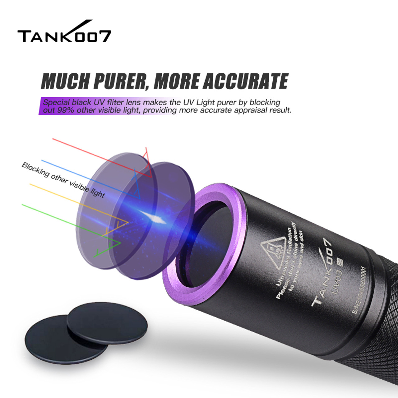 Tank007 UV03 365 nm Portable purple light Flashlight AAA Battery