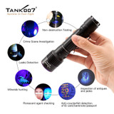 Tank007 NDT forensic dual LED torch white uv 365 flash light black light flashlight torchlight rechargeable 365nm flashlight uv 