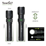 Tank007 KZ02 high power zoomable flashlight USB rechargeable torch light long range hunting tactical LED torch