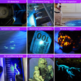 UVA70 365nm ultraviolet black light flashlight, professional-grade uniform ultraviolet light, suitable for industrial non-destructive testing and forensic examination.