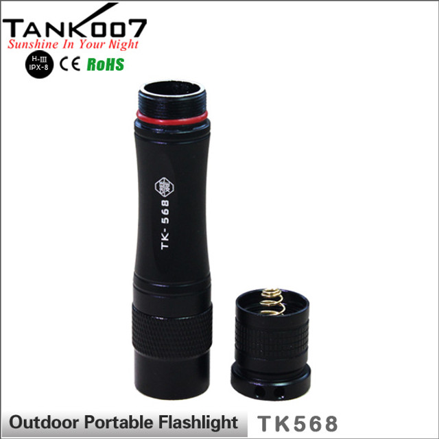 TANK007 TK568 Cree XR-E Q5 LED flashlight 130lumens torch torches with lanyard O-ring Silicon cap