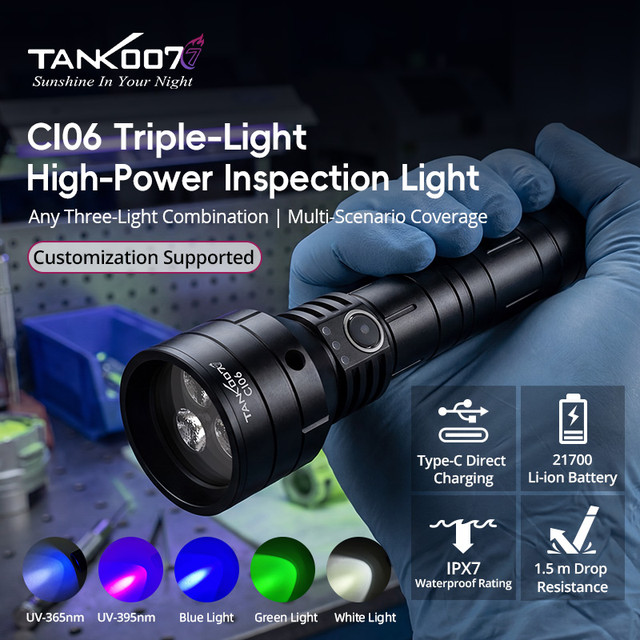 CI06 High Power Inspection Light Forensic Evidence Collection Torch Light Linterna 3 in 1 Forensic Kits Flashlight