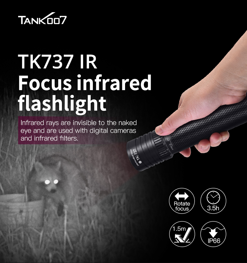 TK737 IR version flashlight for outdoor patrol and animal discovery
