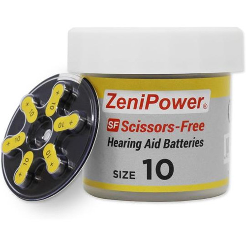 ZeniPower Scissors-Free Hearing Aid Batteries - 60 Pack - 5 Sizes