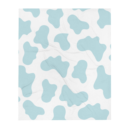 Baby Blue Cow Print Throw Blanket