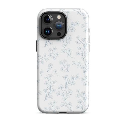 Light Blue Grey Floral Pattern Tough Case for iPhone®