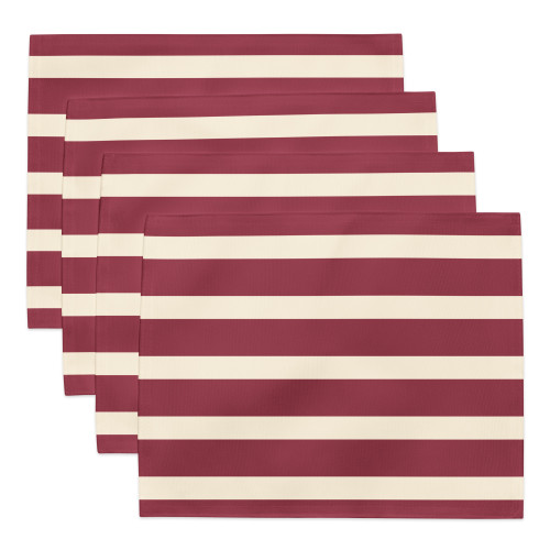 Red and Cream Stripe Holiday Placemat Set
