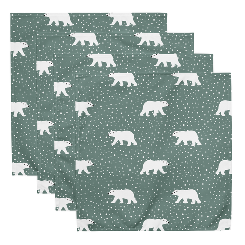 Polar Bear Pattern holiday cloth napkin set