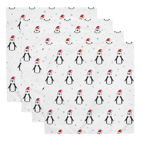 Penguins with Santa Hats Holiday Cloth napkin set