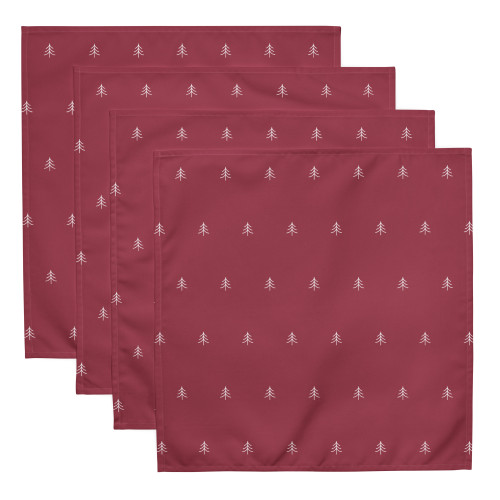 Holiday Tree Pattern on Red Cloth napkin set