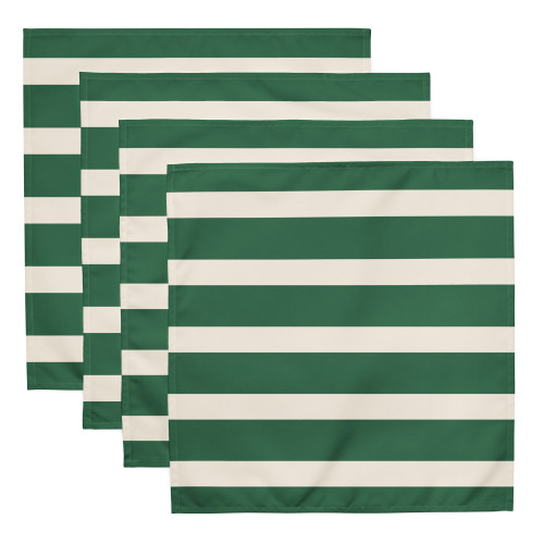 Green and Cream Stripe Holiday Cloth napkin set