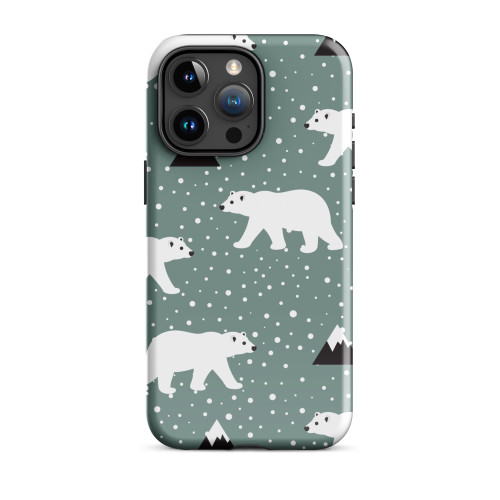 Polar Bear Mountain Pattern on Green Tough Case for iPhone®