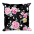 Black & Pink Rose Floral Square Pillow