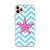Hot Pink Starfish on Blue Chevron Pattern Case for iPhone®