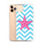 Hot Pink Starfish on Blue Chevron Pattern Case for iPhone®