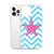 Hot Pink Starfish on Blue Chevron Pattern Case for iPhone®