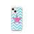 Hot Pink Starfish on Blue Chevron Pattern Case for iPhone®