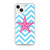 Hot Pink Starfish on Blue Chevron Pattern Case for iPhone®