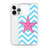 Hot Pink Starfish on Blue Chevron Pattern Case for iPhone®