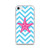 Hot Pink Starfish on Blue Chevron Pattern Case for iPhone®