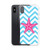 Hot Pink Starfish on Blue Chevron Pattern Case for iPhone®