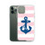 Navy Blue Anchor on Pink Stripes Case for iPhone®