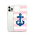 Navy Blue Anchor on Pink Stripes Case for iPhone®