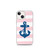 Navy Blue Anchor on Pink Stripes Case for iPhone®