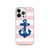 Navy Blue Anchor on Pink Stripes Case for iPhone®