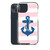 Navy Blue Anchor on Pink Stripes Case for iPhone®