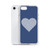 White Scribble Hear on Blue Case for iPhone®