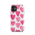 Pink Hearts on White Tough Case for iPhone®