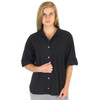 Crinkle Cotton Half-Sleeve Tab Shirt (370) Black