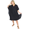 Crinkle Cotton Kaftan Dress Black