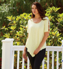 100% Cotton Short Sleeve Top with V-Shape Hem