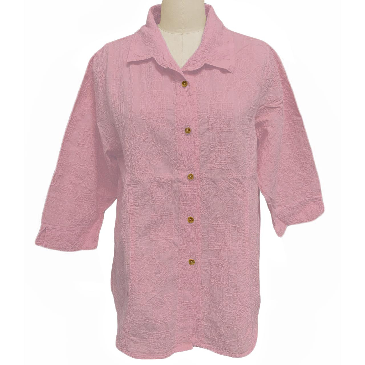 Tapa Embroidered 100% Cotton Classic Shirt Blossom 2X-LARGE