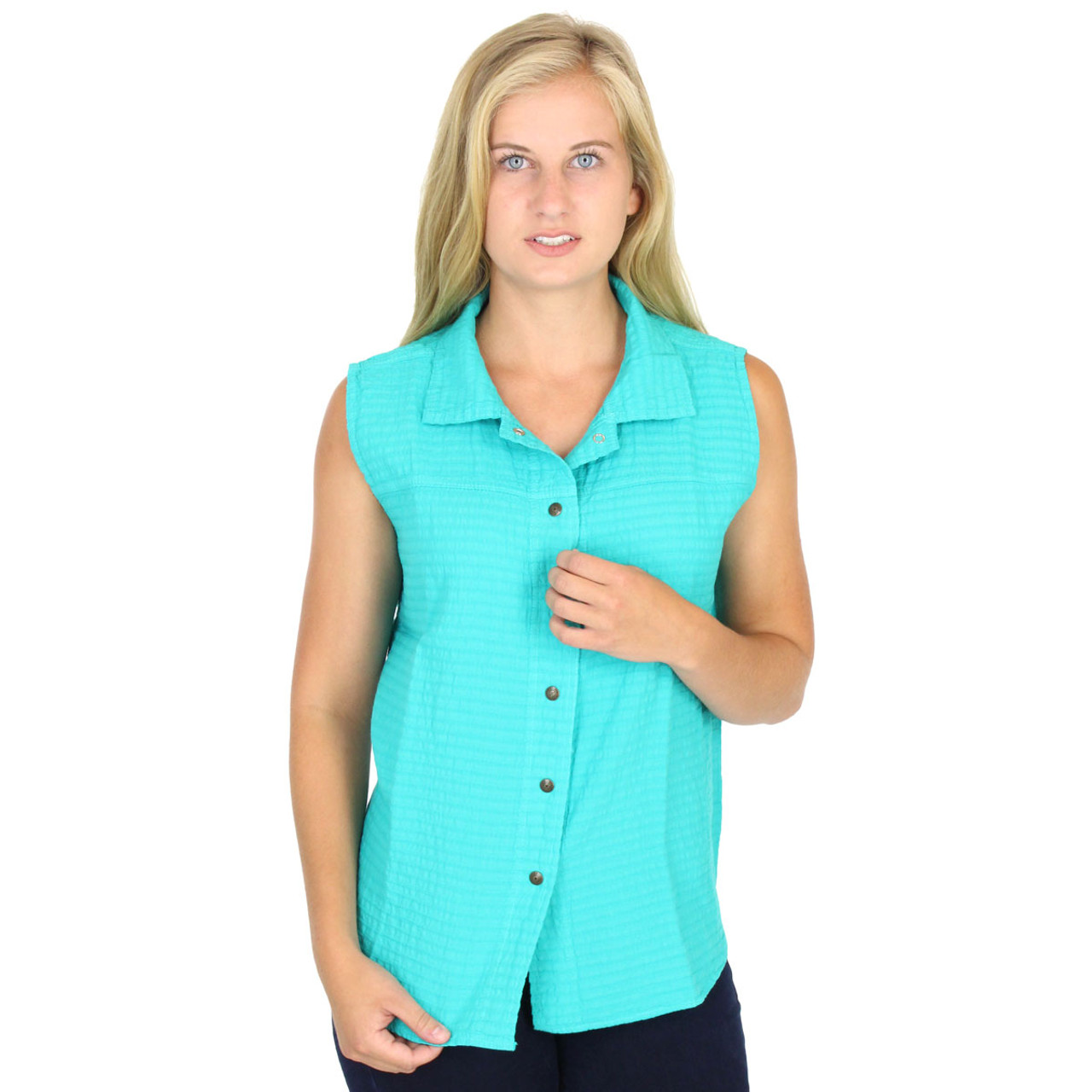 Women's Cotton Shirts Made In USA | Seersucker Blouse | Ezze Wear