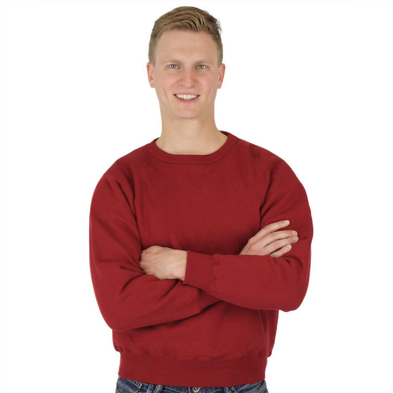 Mens 100% Heavy Cotton Crewneck Pullover Crew Sweatshirt