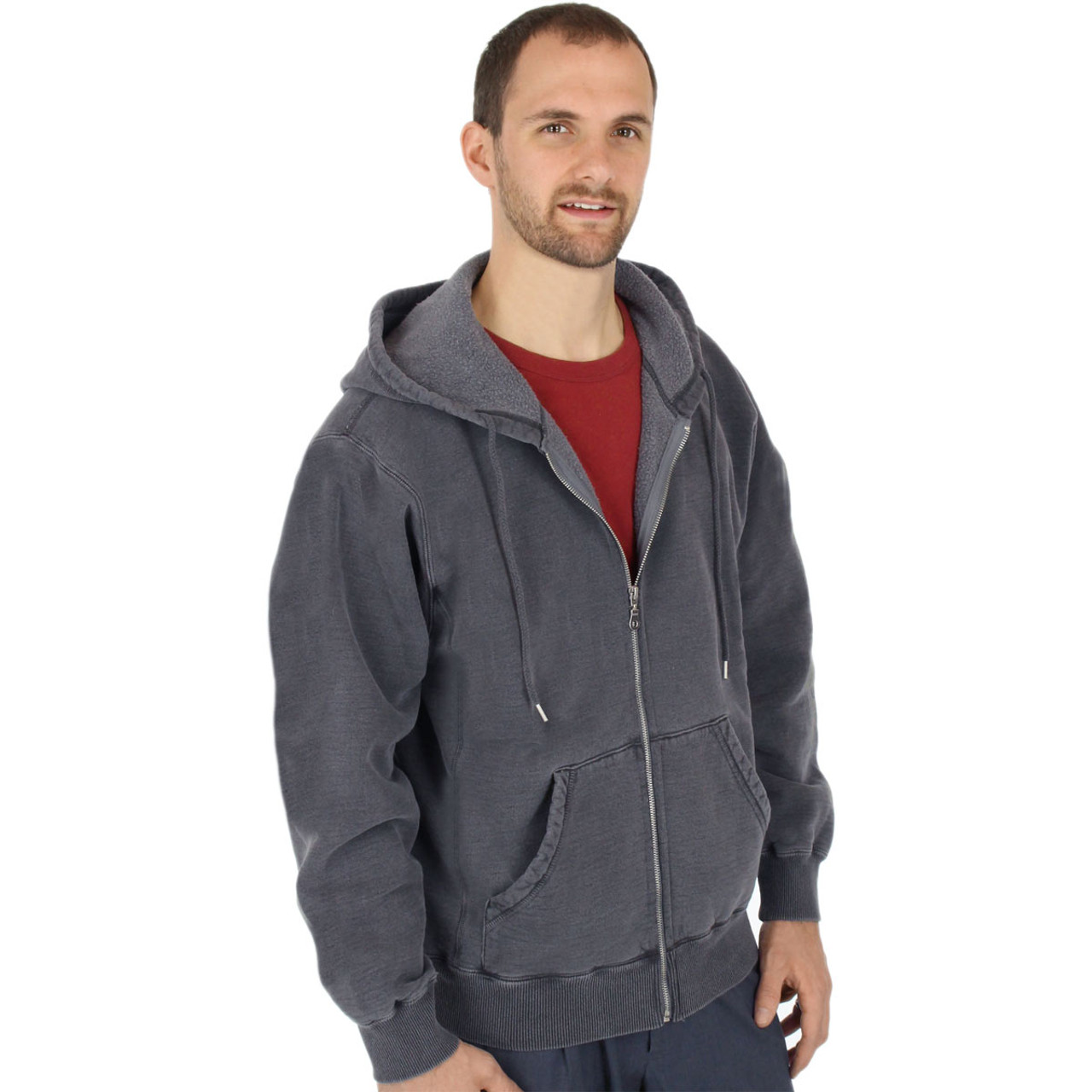 100% Heavy Cotton Mens Fleece Full-Zip Hoodie Jacket