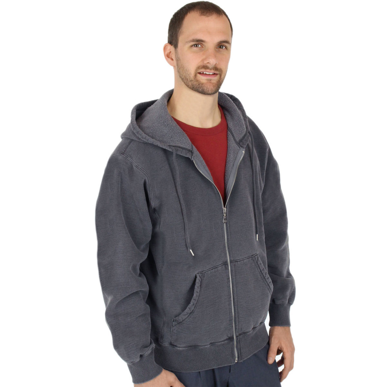 100% Heavy Cotton Mens Fleece Full-Zip Hoodie Jacket Made in Canada