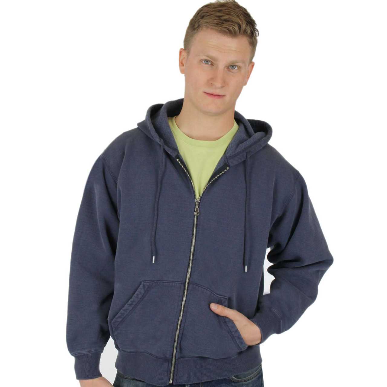 100% Heavy Cotton Mens Fleece Full-Zip Hoodie Jacket Made in Canada