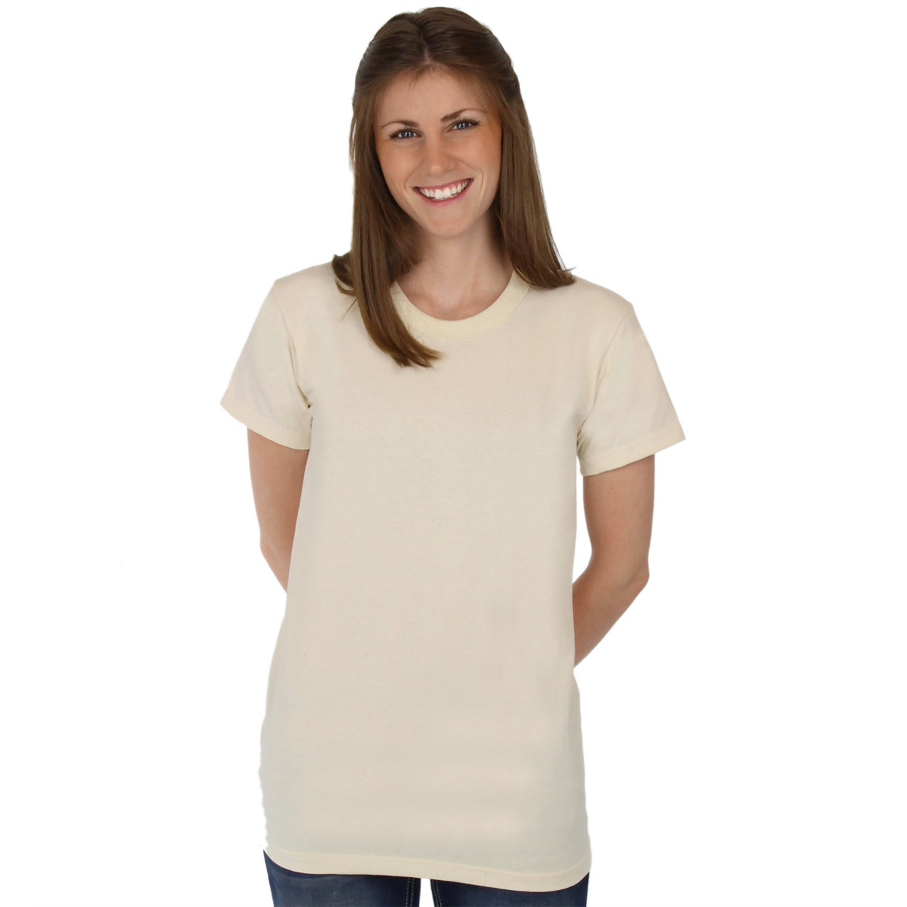 100% Organic Cotton Hypoallergenic Crew Neck NATURAL Tee Grown and Made in  USA