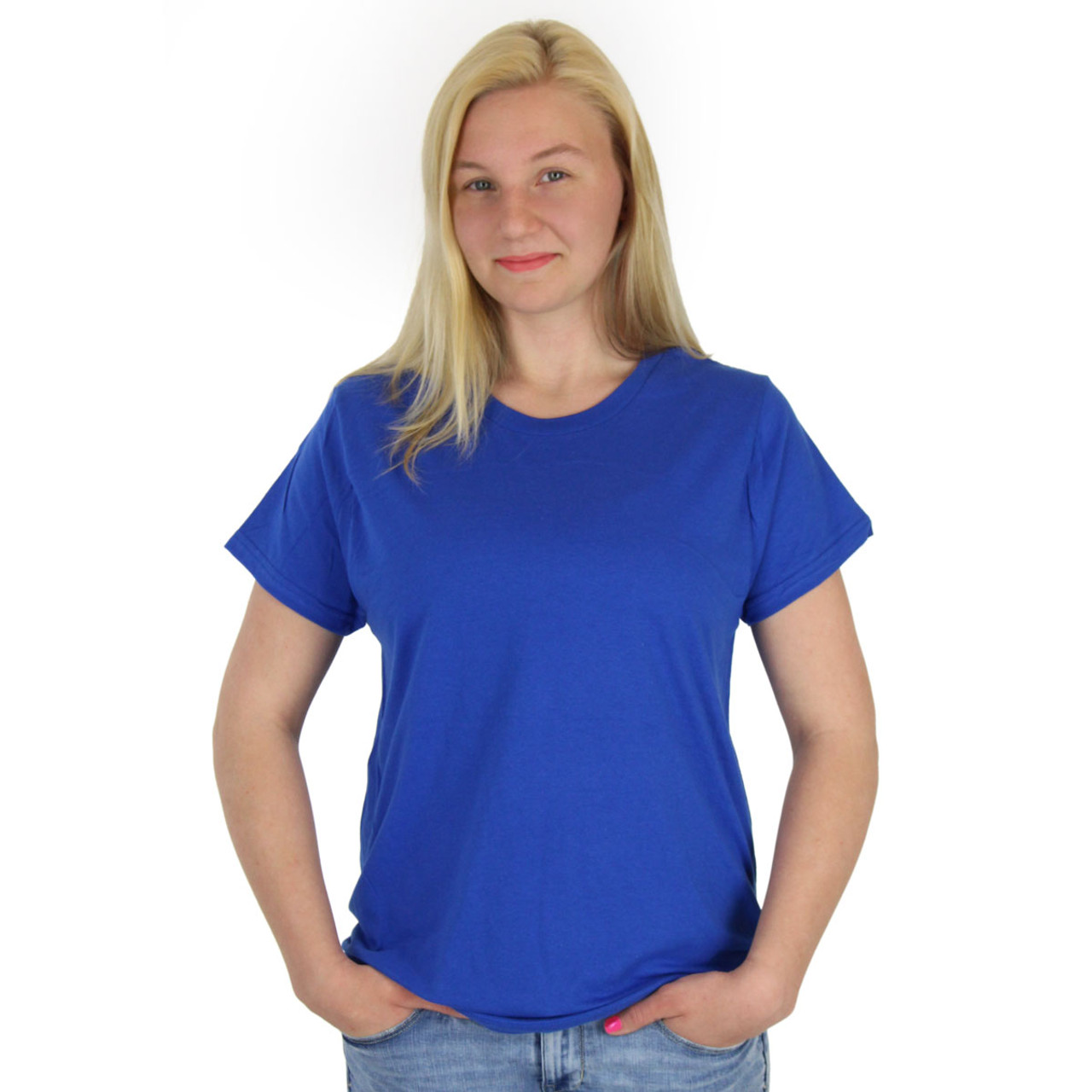 Buy Aavow Women Blue, White Cotton Blend Pack Of 2 T-Shirt Lightly