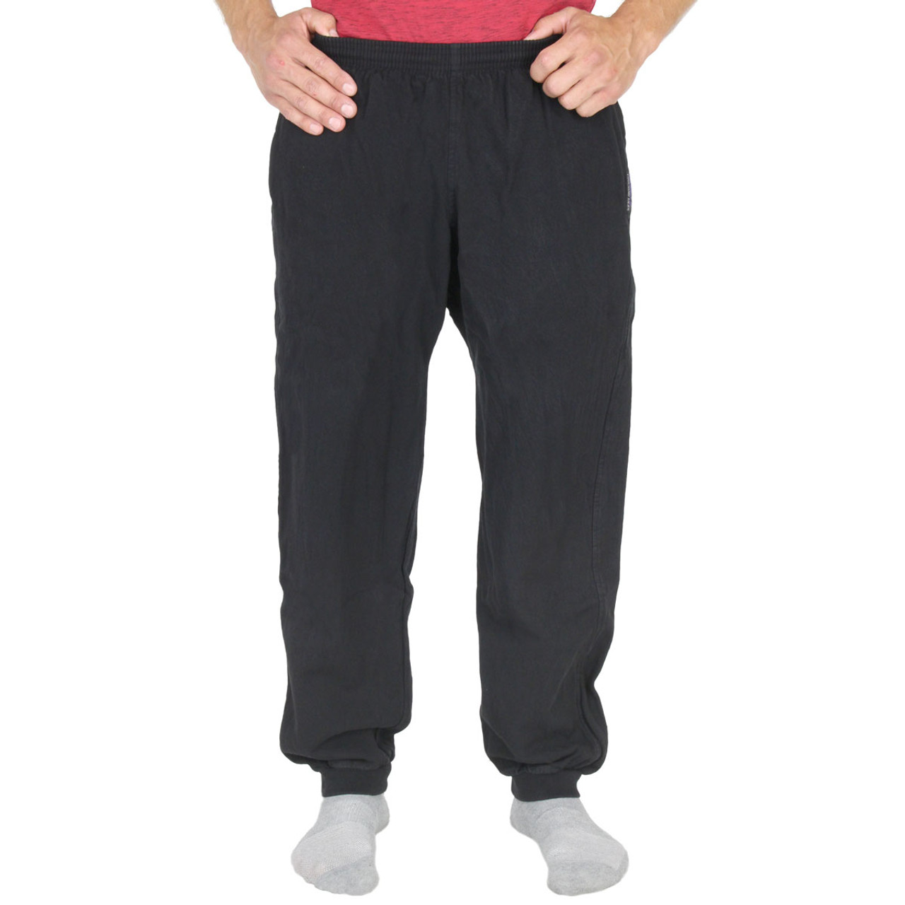 BLACK COTTON FLEECE PANTS