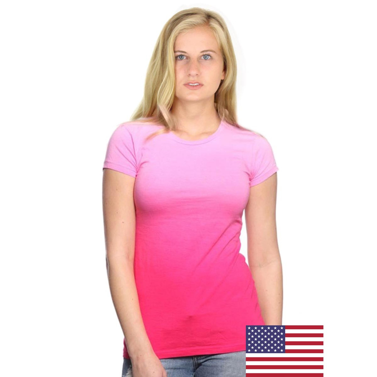 Womens 100 Cotton Dip Dye Ombre Tee