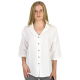 Mirage Cotton Seersucker 3 Qtr Sleeve Blouse (544) WHITE